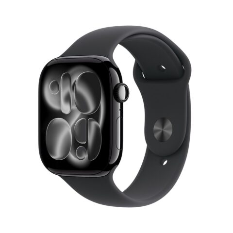 Apple Watch Series 11 GPS + Cellular 46mm Jet Black Aluminium Case with Black Sport Band M/L