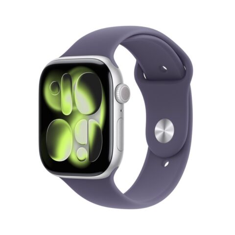 Apple Watch Series 11 GPS 46mm Silver Aluminium Case with Purple Fog Sport Band M/L